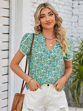 Chic Floral Notched Neck Blouse - Perfect for Everyday Elegance